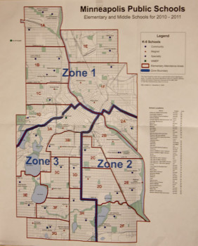This map shows the new neighborhoods and zones created by the Changing School Options plan.  South is in Zone 2 with Roosevelt High School.  Sudents who live in Zone 1 and Zone 3 can only get bussed to South if they are in the Open or All Nations programs.