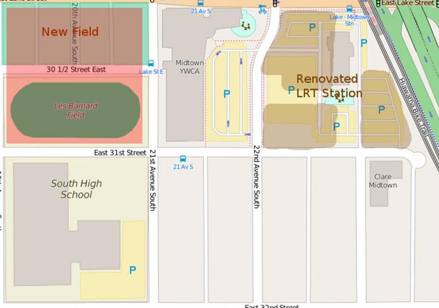 This map shows where the proposed development for Souths new stadium and the LRT station will be. 