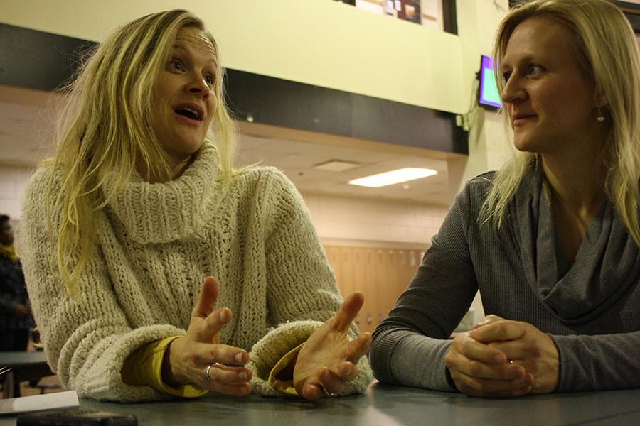 Nicole Lundheim (left) and Melaine Lundheim (right) talk about what South was like to them in the late 1980s and 1990s, while sitting in the South Commons area. 