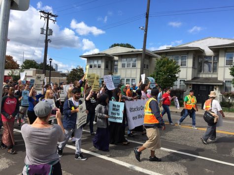 The marching chanting down Franklin Ave on there way to the Republican headquarters