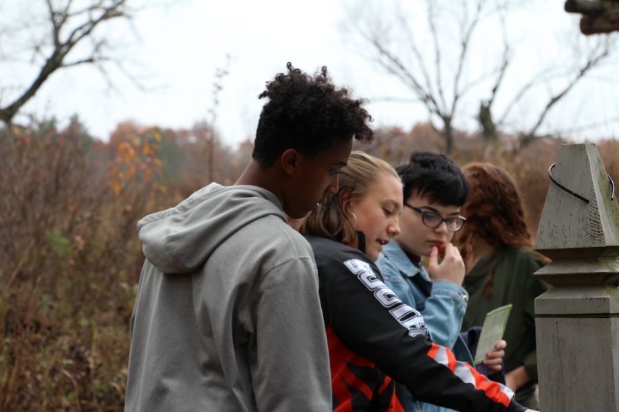 Green Tigers looking at a map to find their way back to the car. The field trip to the Arboretum on October 27th was organized by and for Green Tigers, South Highs environmental group. 
Photo: Luca Raffo-Simoes