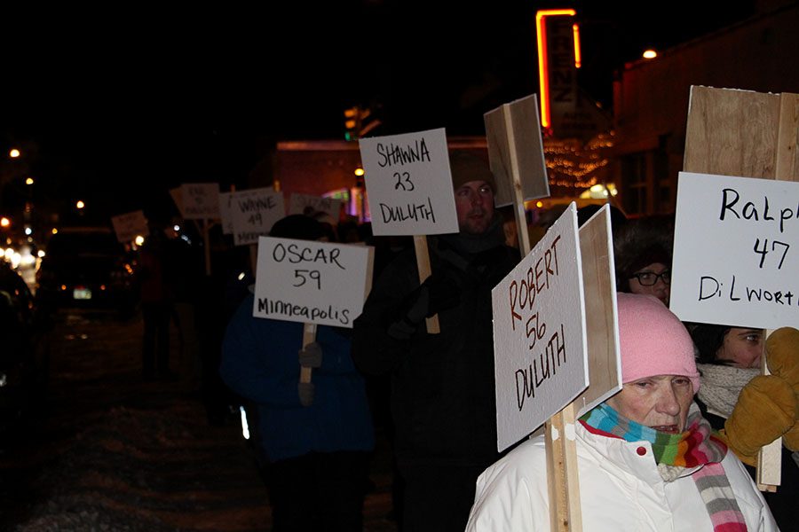 In cold December, people from all over Minnesota came together for the Homeless Memorial March and Service. They held signs of the names of those who have died in Minnesota while homeless and marched for two miles in silence to commemorate those lost. Although many students at South might not realise it, homelessness can be a part of their classmates lives as well. Photo: Mia Swanson