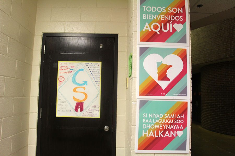 Signs by the welcome desk send GSAs message streaming through the halls.