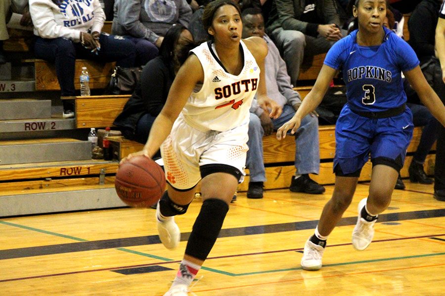  After the loss to Hopkins, senior guard Morgan Hill was thankful for support from the South teachers, students and band that came to game. “Weve never come this far, so it was good that everybody came to support us and it didn’t end well but I’m glad everybody came.”
Photo: Eli Shimanski