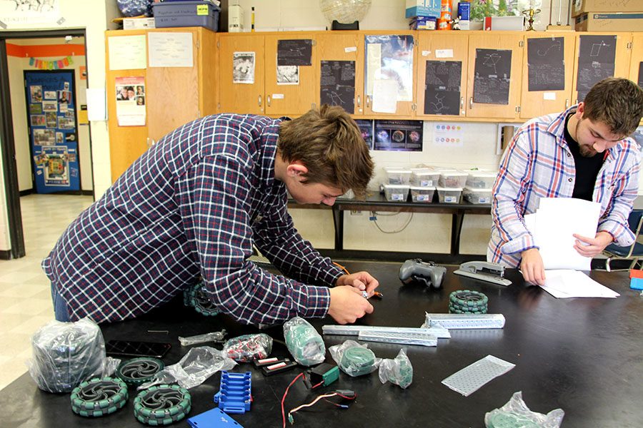 Noah Gray (Left) and Ryan Rosillo (Right) are two founding members of the renewed robotics club. They worked hard to get funding from the South High foundation to bring their club back and its possible other clubs that were cut last year can replicate this process so they can return too.  Photo: Oliver Hall