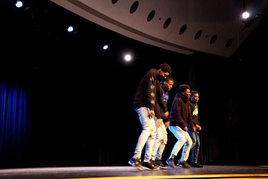 The Trndsttrz [Trend Setters] perform their dance montage at the talent show on Friday, March 22. Majesty, Naz, Sylence and Isaiah perform intricate footwork throughout their dances, portraying their passion for dance. “[We enjoy participating] because it brings love and joy to everybody. Everybody wants to see the Trndsttrz dance and that’s our thing,” stated Mckinnie. “We’re setting the trend in dance, at the talent show. Everybody motivates us, we motivate ourselves and dancing is just a part of us.” 