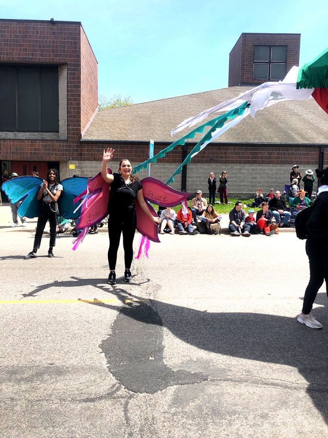 South HART students in butterfly costumes in the May Day Parade.