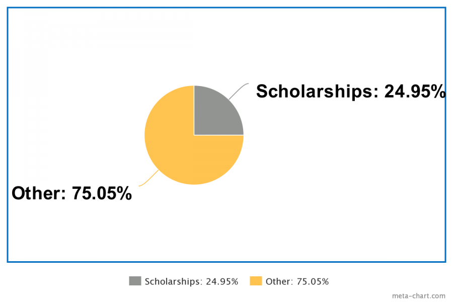 How much of college tuition is paid with scholarships versus other sources. Data from educationdata.org