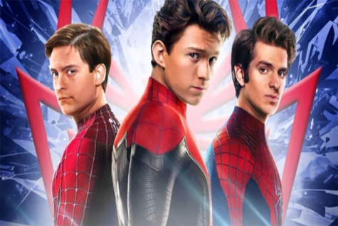 All three Spider-Men: (from left to right) Toby Maguire, Tom Holland, and Andrew Garfield 